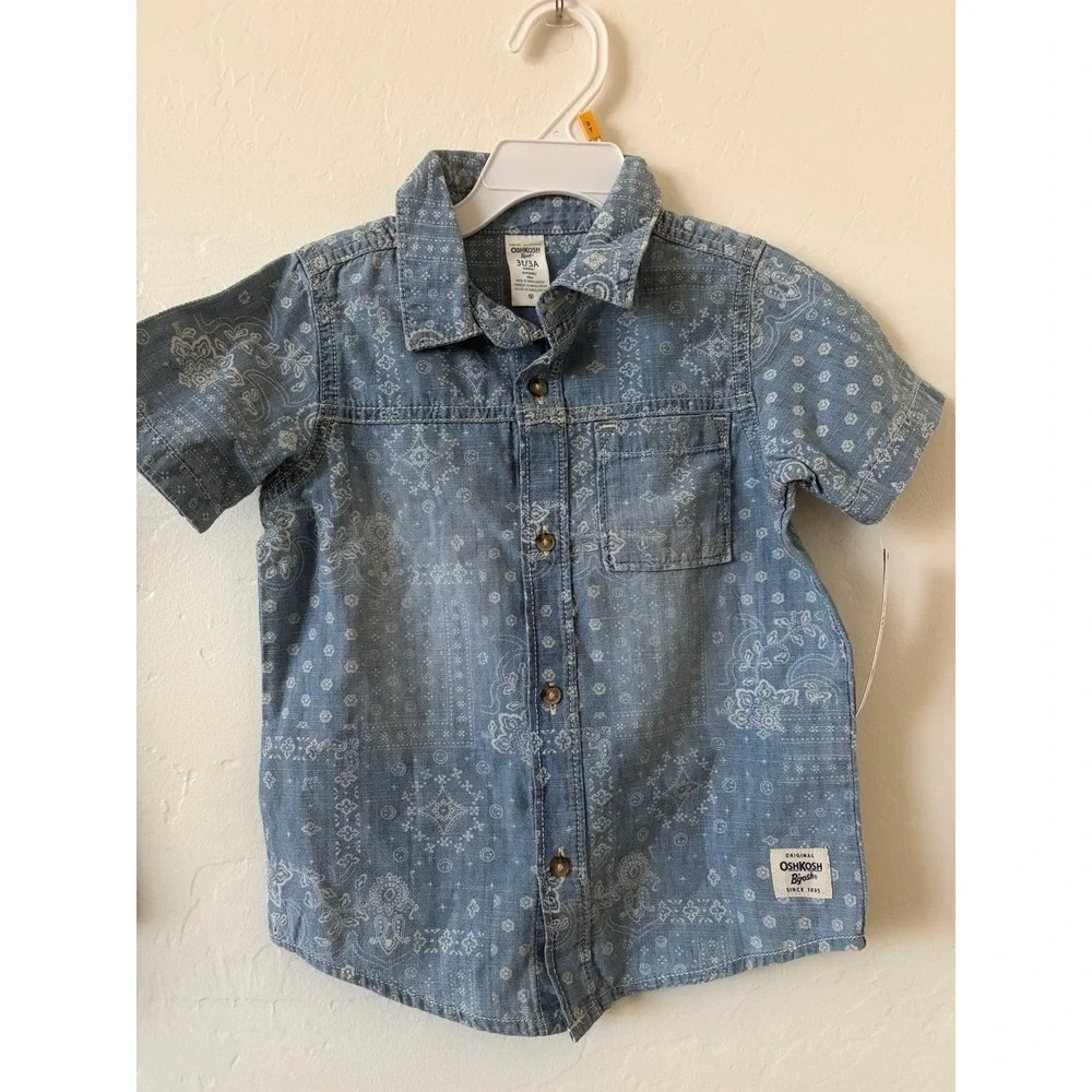 New 3T denim short sleeve button up shirt